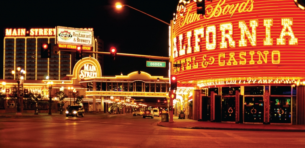 Exterior architecture of Binion's Horseshoe Casino on Fremont