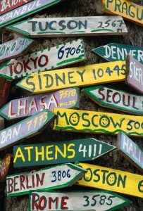 Signposts from around the world bridge the gap between direction and decoration.