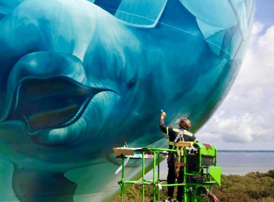 Artist Eric Henn used hundreds of gallons of Tnemec paint to painstakingly portray oversized versions of Destin’s popular sea creatures in his colorful, yet realistic style.