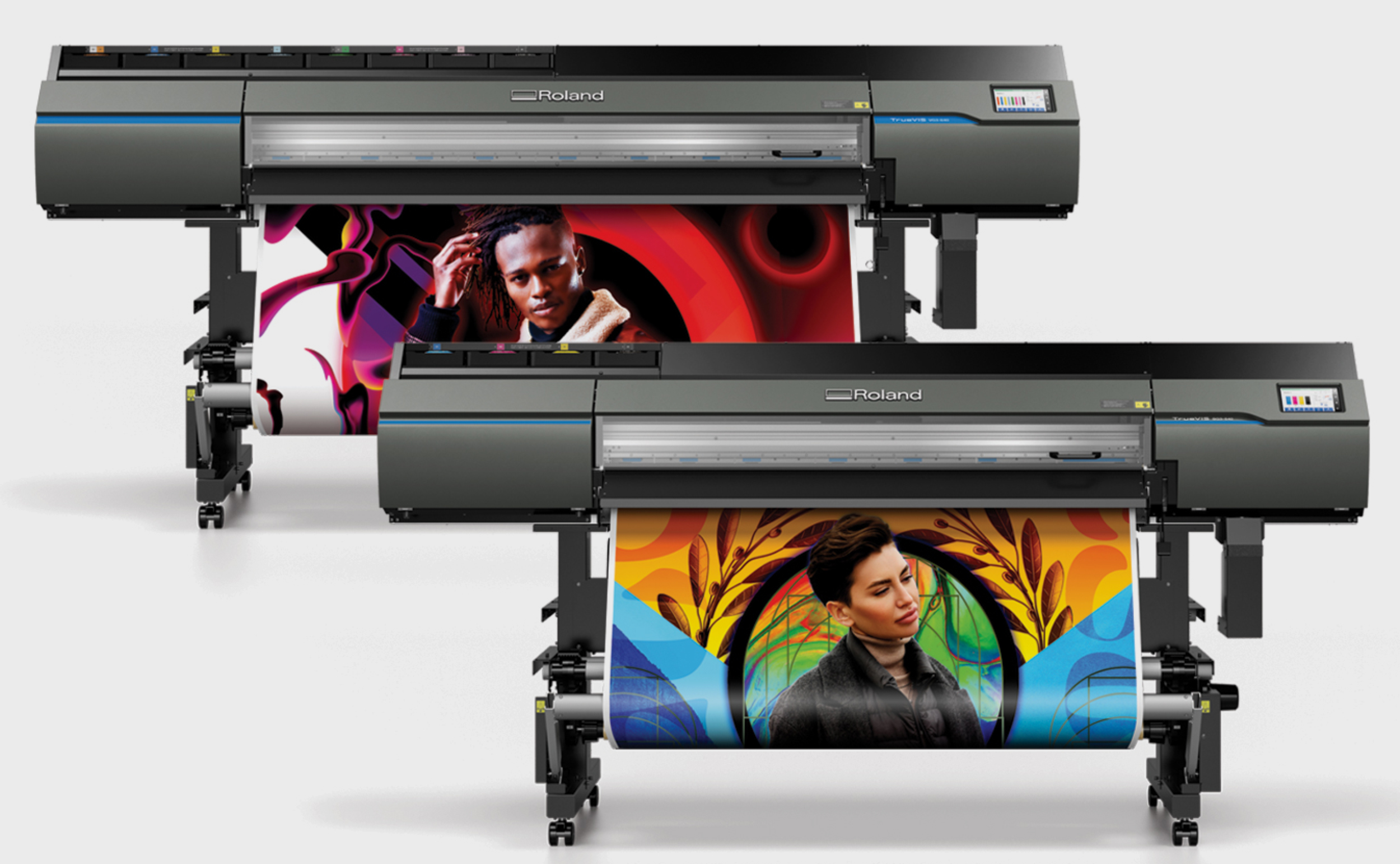 ROLAND DGA <br> TrueVIS VG3-640 (back left) and SG3-540 (front right) large format inkjet printers/cutters