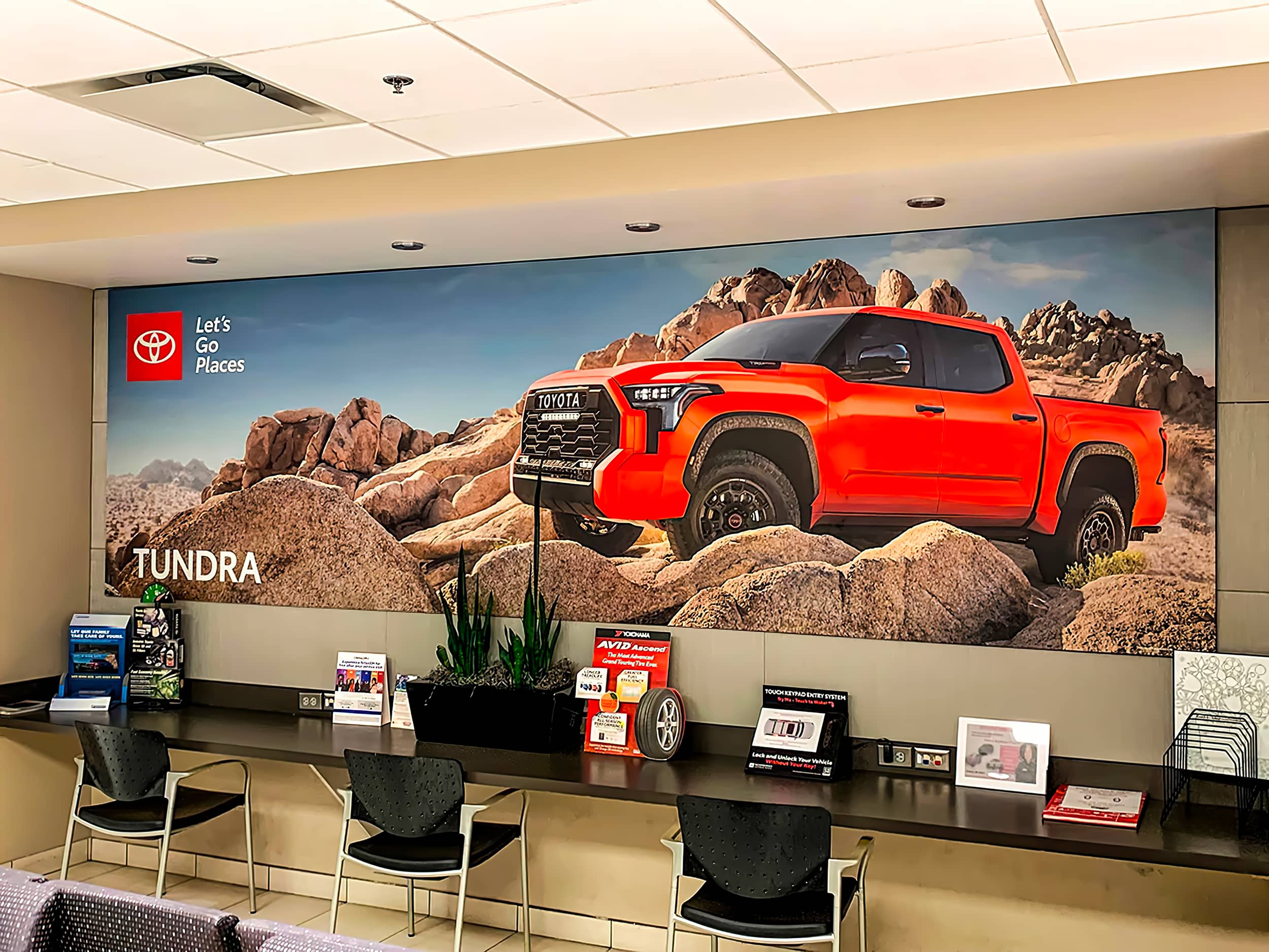 The colorful magnetic media promoting the Toyota Tundra can easily be changed to show off newer models.