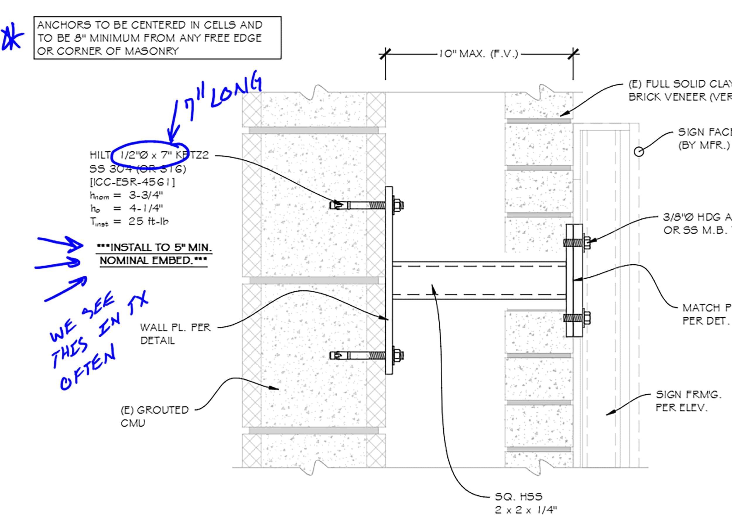 Diagram of the steel brackets (below) and a pallet of finished brackets (left) ready to ship to San Antonio.