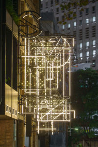 “City Lights” by artist Callum Morton, manufactured and installed by Comcut Group, winner of the 2022 Bounce LED Power to Illuminate Competition.