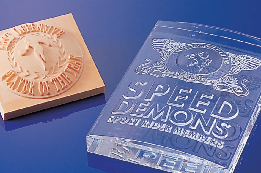 Nifty engraved projects like these demonstrate how well they fit signshop offerings.