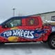 The Minot Hot Tots held a contest in which fans chose this design as a wrap for a sponsor’s truck.