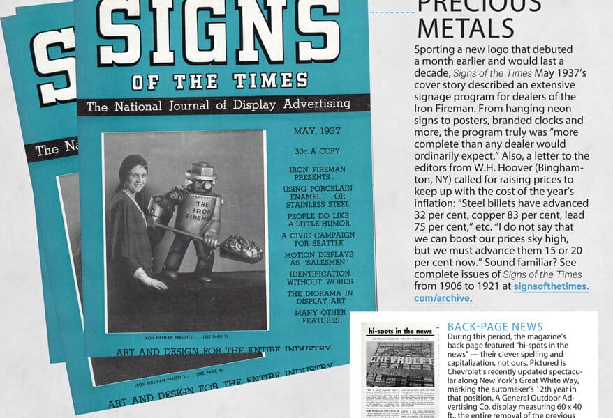 May 1937 Signs of the Times Features “Iron Fireman” Promotion